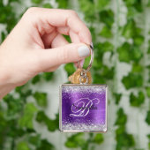 Imitate Shiny Silver Glitzer Amethyst Foil Monogra Schlüsselanhänger (Hand)