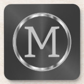 Imitate Silber auf einem schwarzen Metallic Getränkeuntersetzer (Vorderseite)