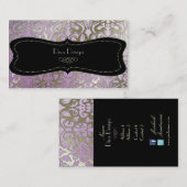 Imitate silber barocke Damaske lilac/schwarz Visitenkarte (Vorne/Hinten)