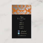 Imitate silber barocke Damaske verbrannt orange/sc Visitenkarte (Rückseite)
