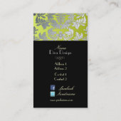 Imitate silber barocker Damast /schwarz/kalk grün Visitenkarte (Rückseite)