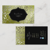 Imitate silber barocker Damast /schwarz Visitenkarte (Vorne/Hinten)