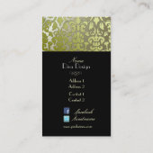 Imitate silber barocker Damast /schwarz Visitenkarte (Rückseite)