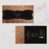 Imitate silber barocker Damast /schwarz Visitenkarte (Vorne/Hinten)