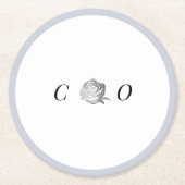 Imitate silber floralblauer Duftblauer Minimalismu Runder Pappuntersetzer (Vorderseite)