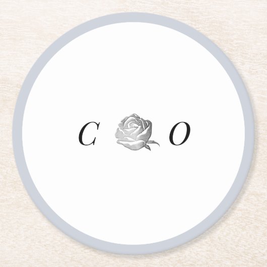 Imitate silber floralblauer Duftblauer Minimalismu Runder Pappuntersetzer (Vorderseite)