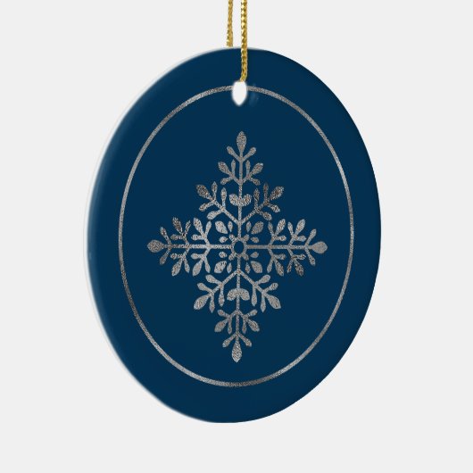 Imitate Silber Foil Snowflake auf blau (nicht echt Keramik Ornament (Rechts)
