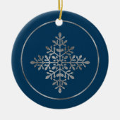 Imitate Silber Foil Snowflake auf blau (nicht echt Keramik Ornament (Vorne)