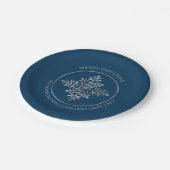 Imitate Silber Foil Snowflake auf blau (nicht echt Pappteller (Schrägansicht)