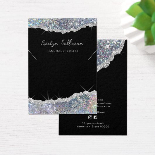 Imitate Silber-Glitzer-Halskette-Display-Karte (Schreibtisch)