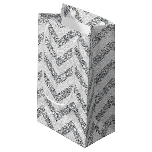 Imitate Silber Glitzer kleine Geschenktasche Geschenktüte (Vorderseite Schrägansicht)