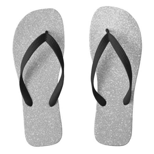 Imitate Silber-Glitzer-Printbild Strand Flip Flops Badesandalen (Fußbett)