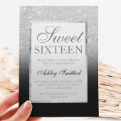 Imitate silber Glitzer schwarz elegante Sweet 16 Einladung