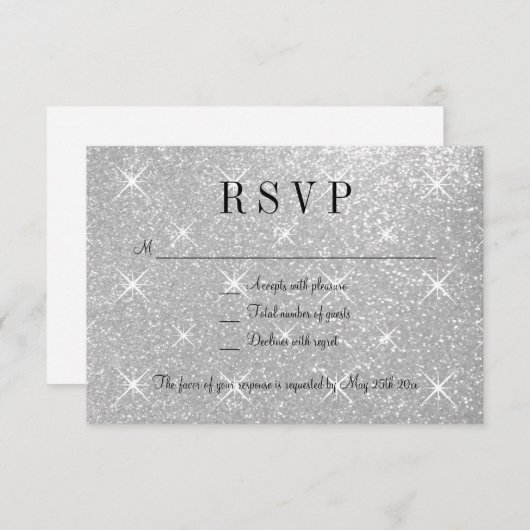 Imitate Silber Glitzer UAWG Hochzeitskarten RSVP Karte (Vorne/Hinten)