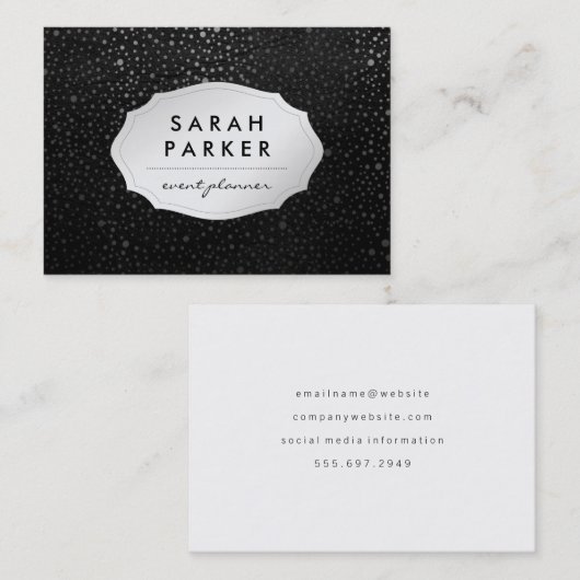 Imitate Silber-Label mit schicken Metallic-Dot-Mus Visitenkarte (Vorne/Hinten)