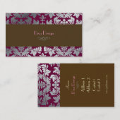 Imitate Silberbarocke Damast en merlot + Schokolad Visitenkarte (Vorne/Hinten)
