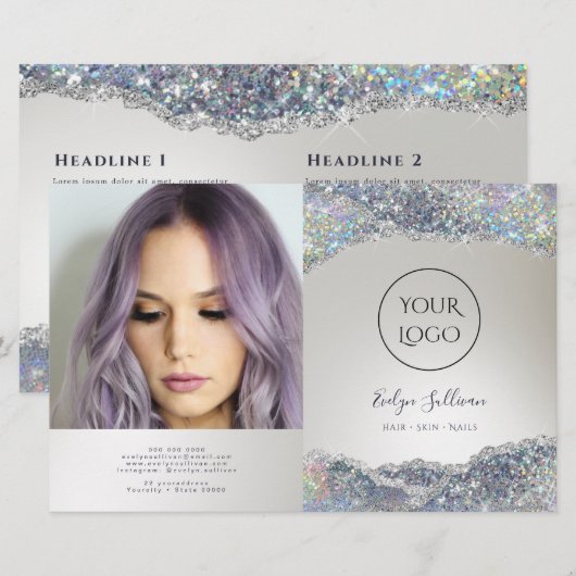 Imitate Silberfolie Glitzer Doppelbroschüre (Vorne/Hinten)