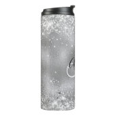 Imitate Silberfolie mit Funkelnd Glitzer Monogramm Thermosbecher (Nach links gedreht)
