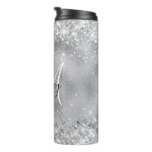 Imitate Silberfolie mit Funkelnd Glitzer Monogramm Thermosbecher (Nach rechts gedreht)
