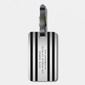 Imitate Silbergraue und schwarze Streifen | Name & Gepäckanhänger (Rückseite vertikal)