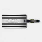 Imitate Silbergraue und schwarze Streifen | Name & Gepäckanhänger (Rückseite horizontal)