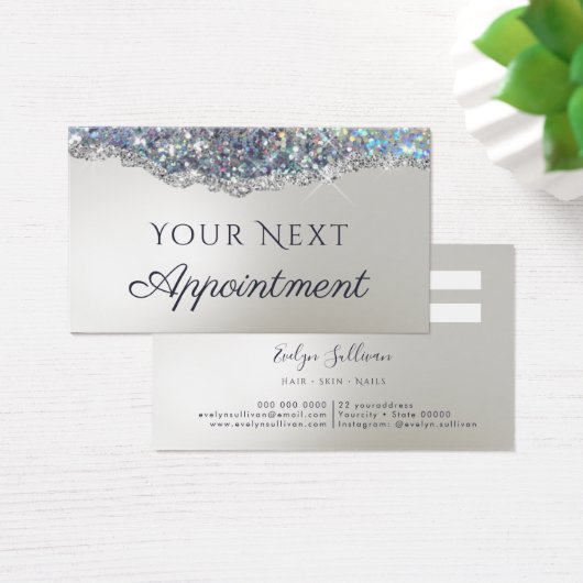 Imitate Silberne Glitzer-Terminkarte (Schreibtisch)