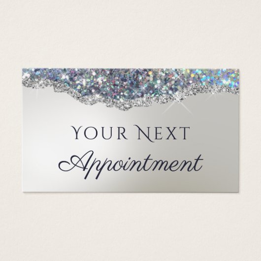 Imitate Silberne Glitzer-Terminkarte (Vorderseite)