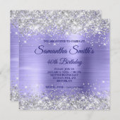 Imitate Silberner Glitzer Periwinkle Foil 40. Gebu Einladung (Vorne/Hinten)