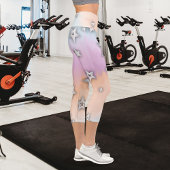 Imitate Silbersteine auf Pastellrosa, blaues Orang Capri Leggings