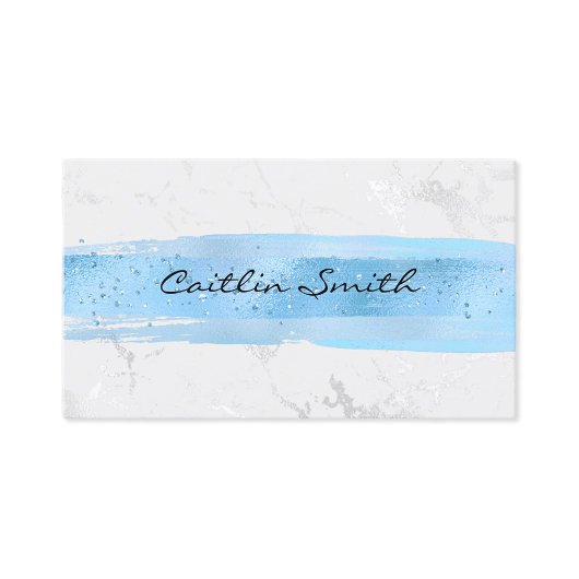 Imitate Silberstreifen mit weißem Foil-Marmor Blau Visitenkarte