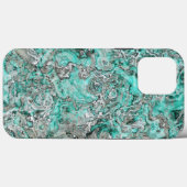 Imitate Silver Aquamarin Türkis Mineralien Muster  Case-Mate iPhone Hülle (Rückseite (Horizontal))