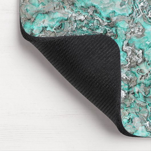 Imitate Silver Aquamarin Türkis Mineralien Muster Mousepad (Ecke)