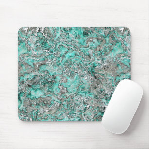 Imitate Silver Aquamarin Türkis Mineralien Muster  Mousepad