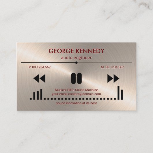 Imitate Silver Audio Display Emboss Letters DJ Visitenkarte (Vorderseite)