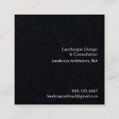 Imitate Silver Blätter Landschaftsdesigner Schwarz Quadratische Visitenkarte (Rückseite)