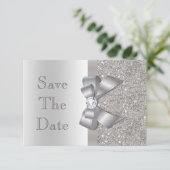 Imitate Silver Bow Diamonds Save the Date Babydusc (Stehend Vorderseite)