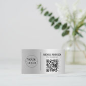 Imitate Silver Business Logo QR Code Beruflich Visitenkarte (Stehend Vorderseite)
