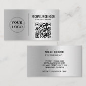 Imitate Silver Business Logo QR Code Beruflich Visitenkarte (Vorne/Hinten)