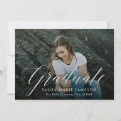 Imitate Silver Calligraphy Graduate Landscape Foto Einladung (Vorderseite)