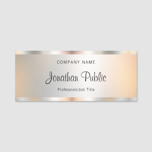 Imitate Silver Calligraphy Script Text Ihr Logo Hi Namensschild (Vorderseite)