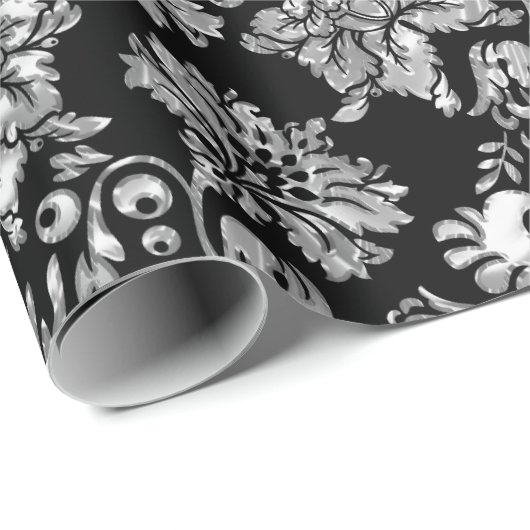 Imitate Silver Damaskus Pattern Geschenkpapier (Rolleneckpunkt)