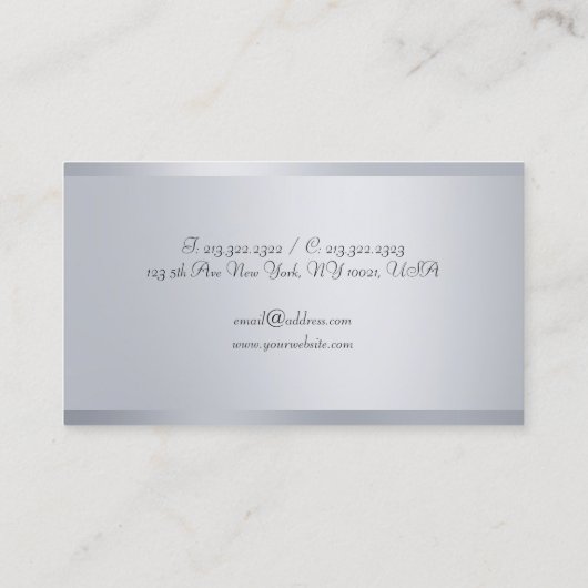 Imitate Silver Elegante Calligraphy Script-Vorlage Visitenkarte (Rückseite)