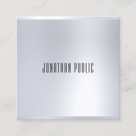 Imitate Silver Elegante Moderne glamouröse Vorlage Quadratische Visitenkarte (Vorderseite)