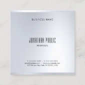 Imitate Silver Elegante Moderne glamouröse Vorlage Quadratische Visitenkarte (Rückseite)