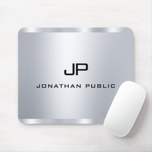 Imitate Silver-elegante Monogram-Vorlage Mousepad (Mit Mouse)