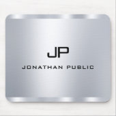 Imitate Silver-elegante Monogram-Vorlage Mousepad (Vorne)