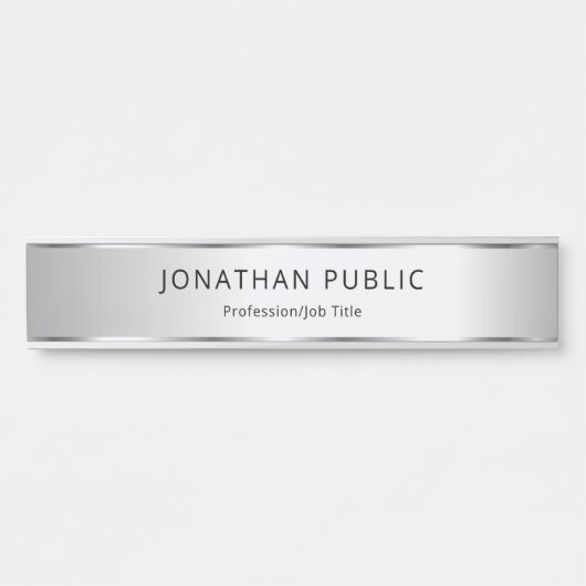 Imitate Silver Eleganter Moderner Glamour Template Türschild (Vorderseite )