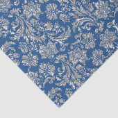 Imitate Silver Floral Damaskus Blue Background Seidenpapier (Ausschnitt)