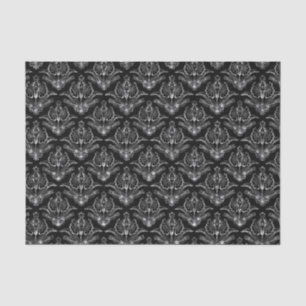 Imitate Silver Floral Damaskus Schwarzer Hintergru Seidenpapier
