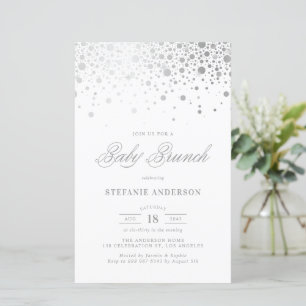 Imitate Silver Foil Confetti Babybrunch Einladung